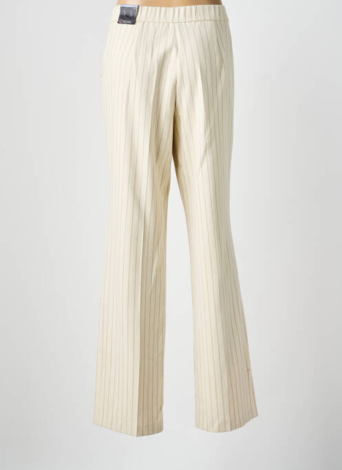 Pantalon droit tissage crêpe taille haute beige TONI femme
