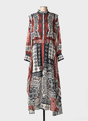 Robe longue manches longues manches longues marron LESLIE femme