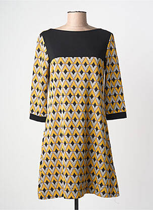 Robe courte manches 3/4 manches 3/4 jaune ELEONORA AMADEI femme