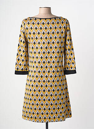 Robe courte manches 3/4 manches 3/4 jaune ELEONORA AMADEI femme