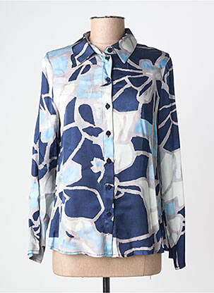 Chemisier imprimé fantaisie manches longues bleu MARIA BELLENTANI femme