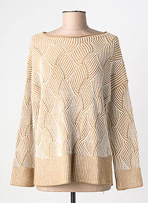 Pull col rond manches longues beige ELEONORA AMADEI femme