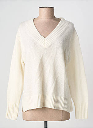 Pull col v manches longues blanc ESTHEME femme