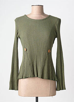 Pull coupe cintrée manches longues vert LO! LES FILLES femme