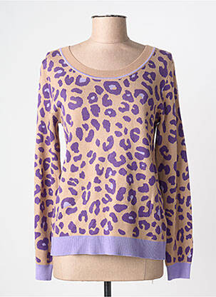 Pull coupe cintrée manches longues violet LEO & UGO femme