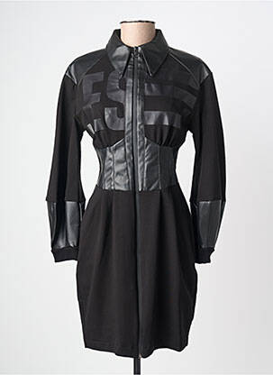 Robe courte manches longues manches longues noir LESLIE femme