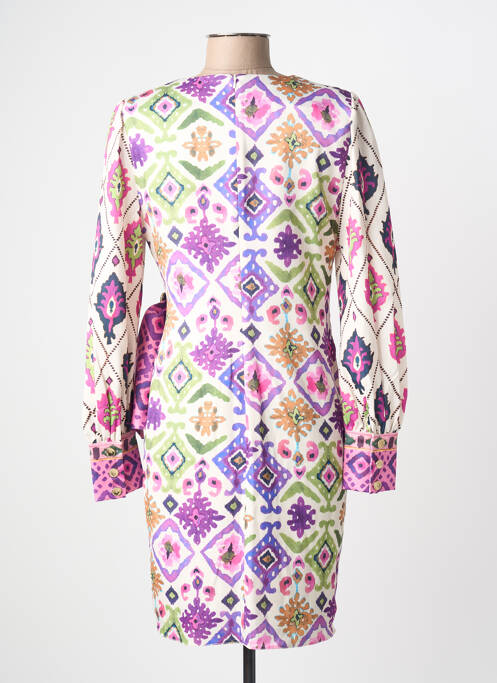 Robe mi-longue imprimé fantaisie manches longues violet LESLIE femme