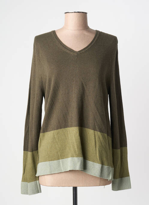 Pull col v manches longues vert MARIA BELLENTANI femme