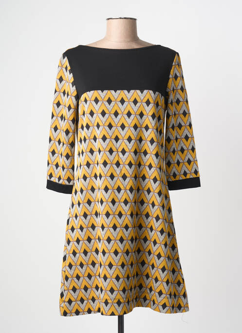 Robe courte manches 3/4 manches 3/4 jaune ELEONORA AMADEI femme