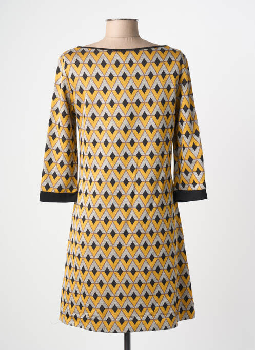 Robe courte manches 3/4 manches 3/4 jaune ELEONORA AMADEI femme