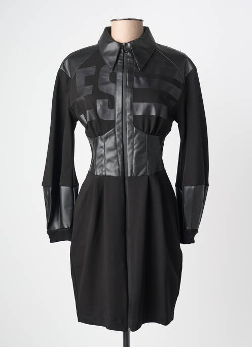 Robe courte manches longues manches longues noir LESLIE femme