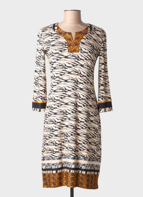 Robe mi-longue manches 3/4 manches 3/4 beige GEVANA femme