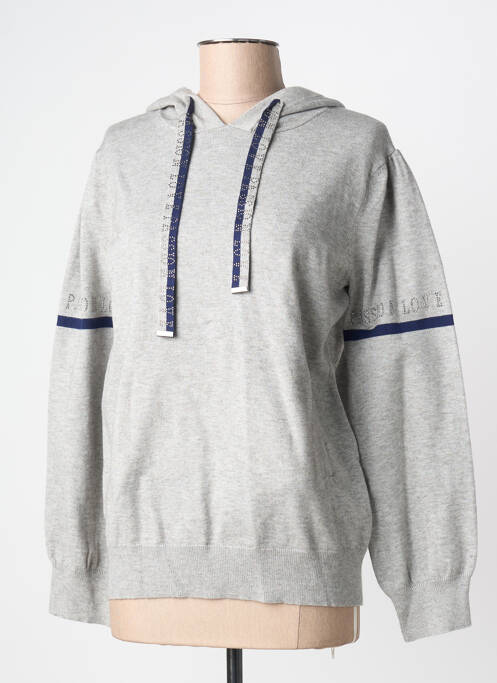 Sweat-shirt à capuche manches longues manches longues gris PASSIONI femme