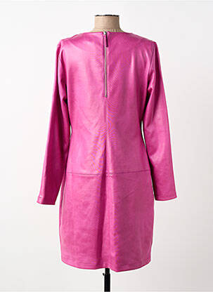 Robe courte fermeture zippée au dos manches longues rose EVA KAYAN femme