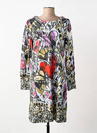 Robe mi-longue imprimé fleurs manches longues noir DOLCEZZA femme