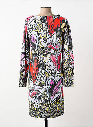 Robe mi-longue imprimé fleurs manches longues noir DOLCEZZA femme