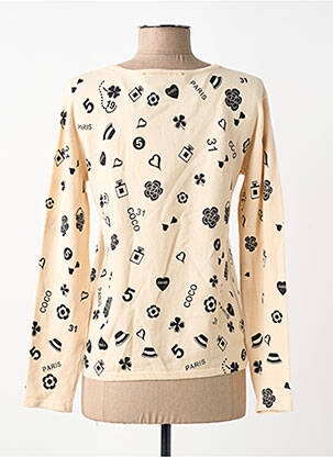 Pull col v manches longues beige ANANKE femme