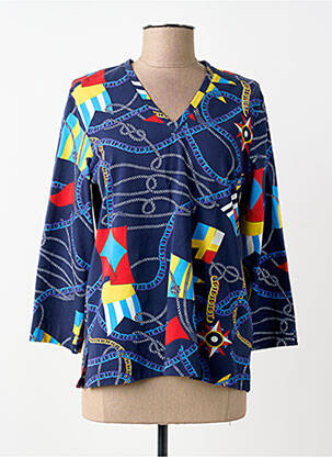 T-shirt imprimé fantaisie manches 3/4 bleu LEO & UGO femme