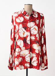 Chemisier imprimé fleurs manches longues rouge TONI femme