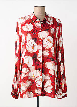 Chemisier imprimé fleurs manches longues rouge TONI femme