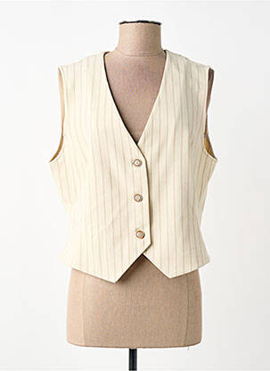 Gilet sans manche doublure biaisée beige TONI femme