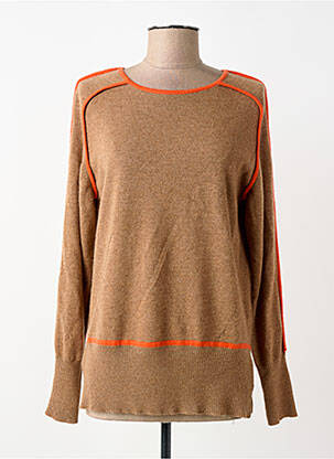 Pull tunique stretch manches longues marron LEO & UGO femme