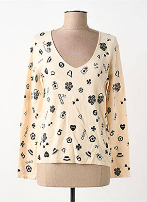 Pull col v manches longues beige ANANKE femme