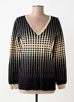 Pull col v manches longues noir LEO & UGO femme