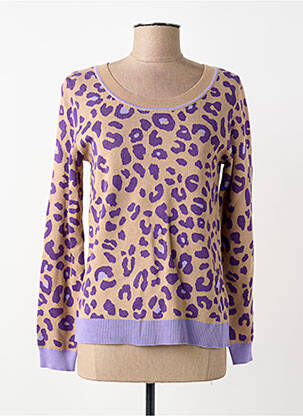Pull coupe cintrée manches longues violet LEO & UGO femme