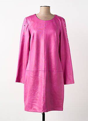 Robe courte fermeture zippée au dos manches longues rose EVA KAYAN femme