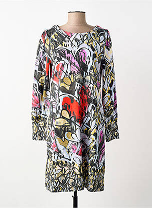 Robe mi-longue imprimé fleurs manches longues noir DOLCEZZA femme