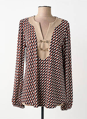 Top coupe cintrée manches longues marron JOSEPH RIBKOFF femme