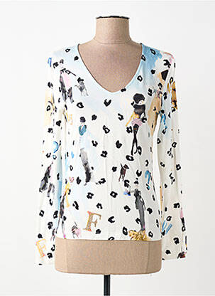 T-shirt sérigraphie avec strass manches longues blanc ANANKE femme