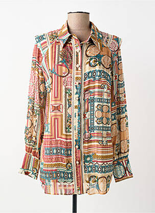 Tunique manches longues imprimé fantaisie beige LESLIE femme