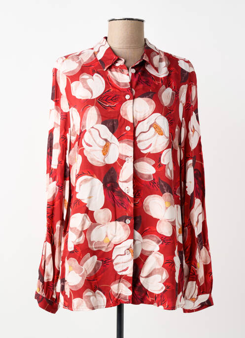 Chemisier imprimé fleurs manches longues rouge TONI femme