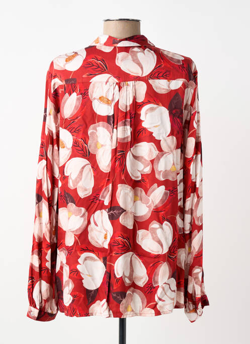 Chemisier imprimé fleurs manches longues rouge TONI femme