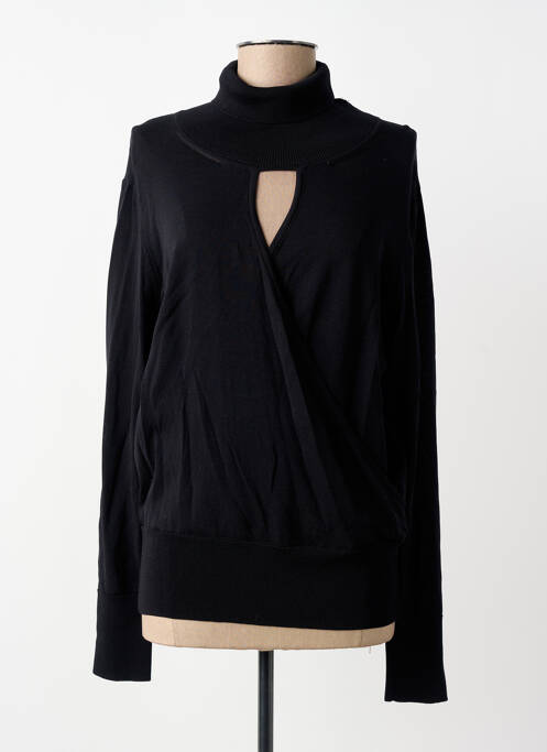 Pull col roulé stretch manches longues noir EVA KAYAN femme