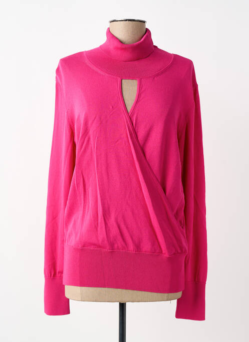 Pull col roulé stretch manches longues rose EVA KAYAN femme