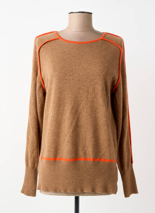 Pull tunique stretch manches longues marron LEO & UGO femme