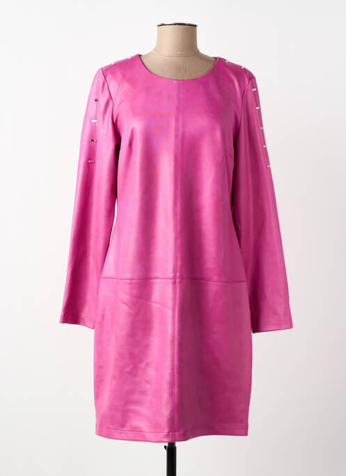 Robe courte fermeture zippée au dos manches longues rose EVA KAYAN femme