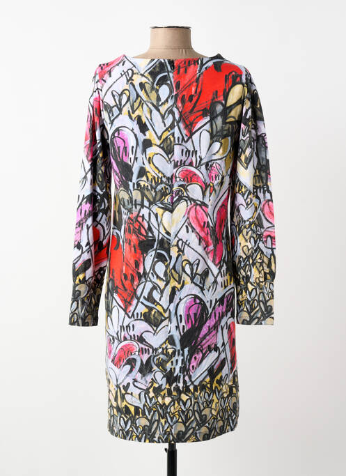 Robe mi-longue imprimé fleurs manches longues noir DOLCEZZA femme