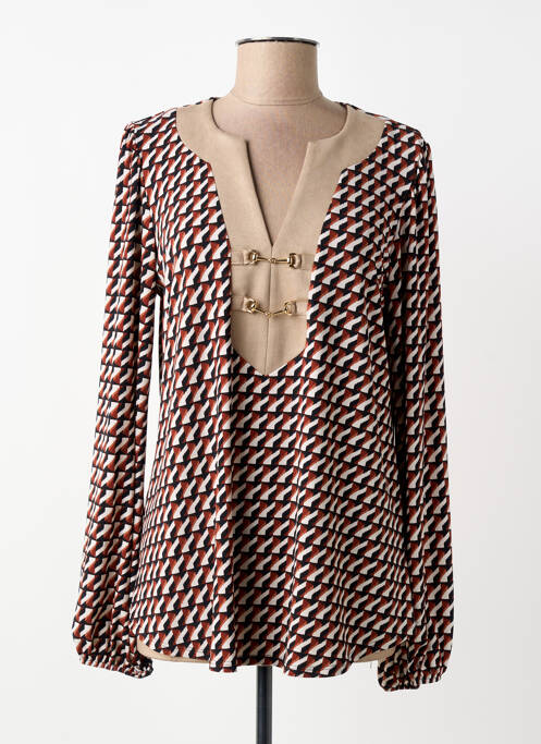 Top coupe cintrée manches longues marron JOSEPH RIBKOFF femme