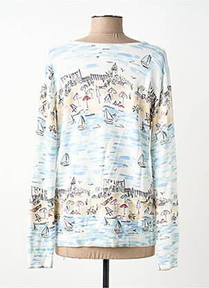 Pull coupe cintrée manches longues blanc LEO & UGO femme