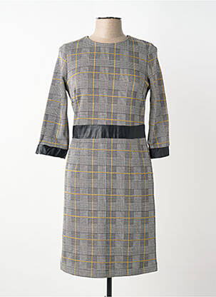 Robe mi-longue manches 3/4 manches 3/4 gris ELEONORA AMADEI femme