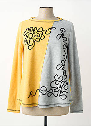 Pull coupe droite manches longues jaune ELEONORA AMADEI femme