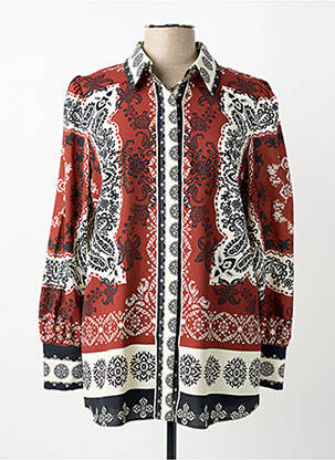 Chemisier imprimé fantaisie manches longues marron LESLIE femme