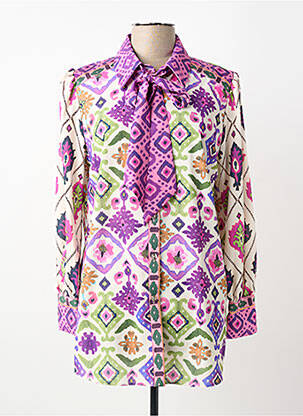 Chemisier imprimé fantaisie manches longues violet LESLIE femme
