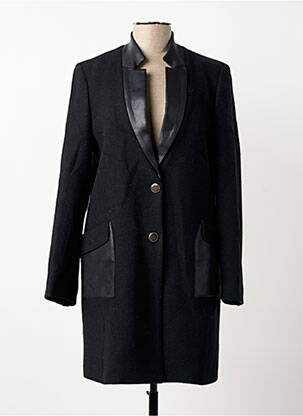 Manteau long coupe cintrée sans capuche noir EVA KAYAN femme