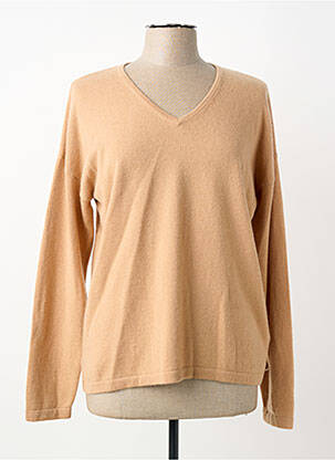 Pull col v manches longues beige ESTHEME femme