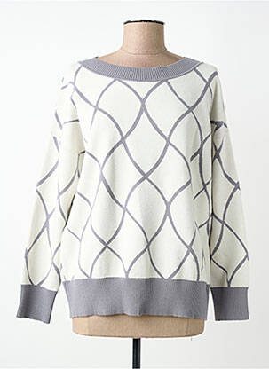 Pull col rond manches longues blanc MARIA BELLENTANI femme